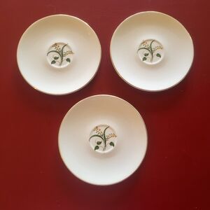 3 Vintage 1950's 6" Side Bread & Butter Plates Forsythia Pattern Gold Trim